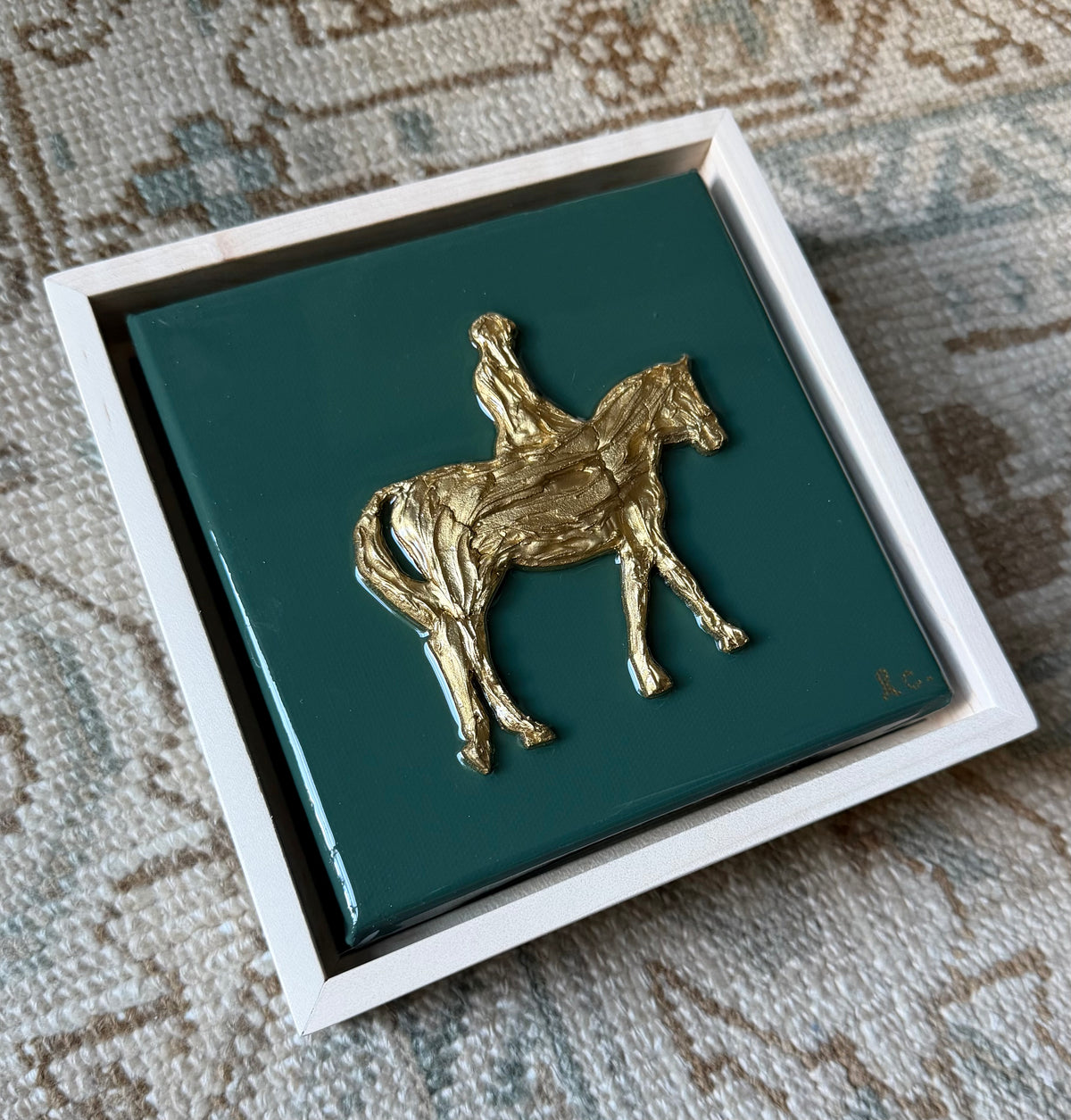 Textured Equestrian Rider 6x6 (framed)