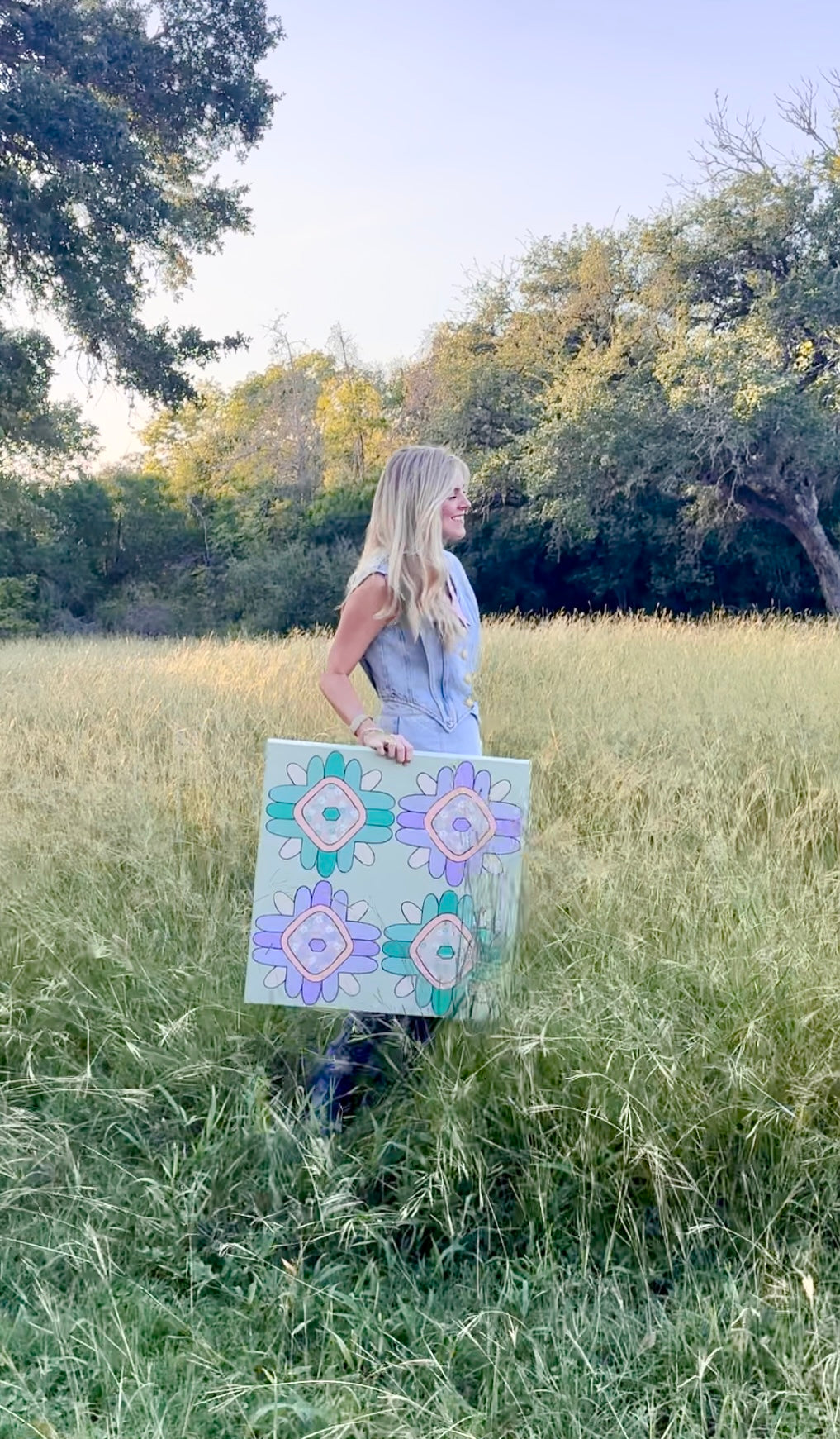 Round Top Wildflowers Scarf (Green)