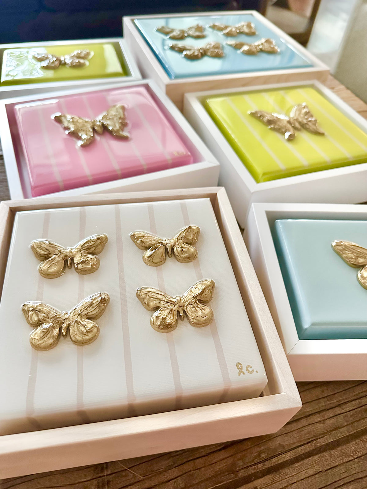Textured Butterflies 6x6 (framed)