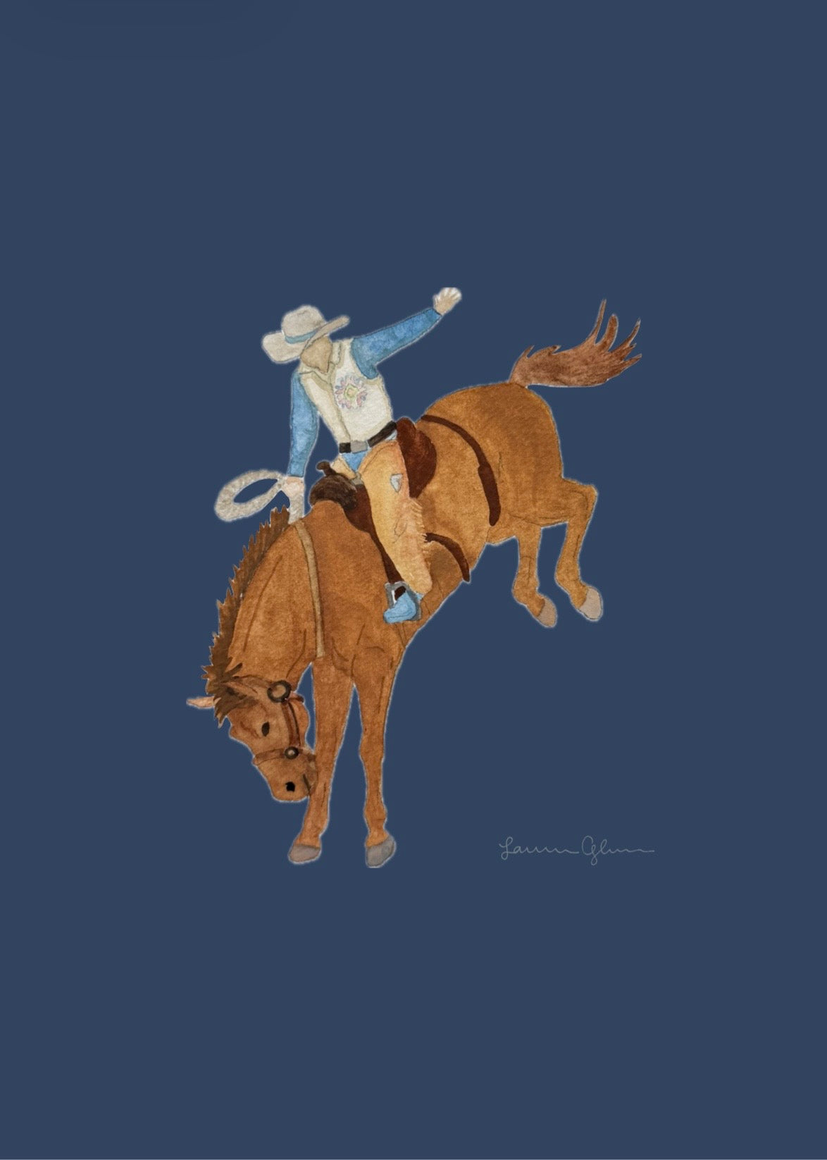 Buckin’ Bronco Rider signed print 5x7