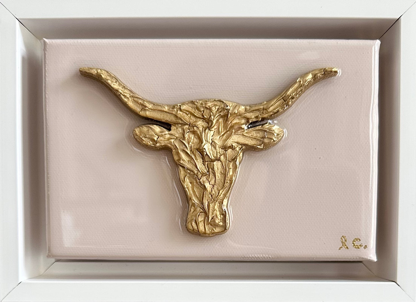 Gameday Texture Longhorn 4x6 (pale pink, framed)