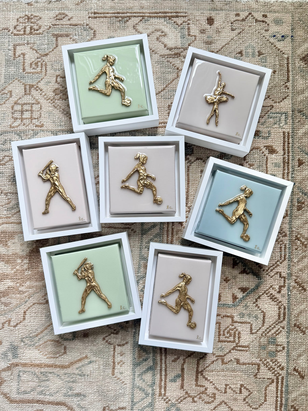 Textured Softball Player 5x5 (framed)