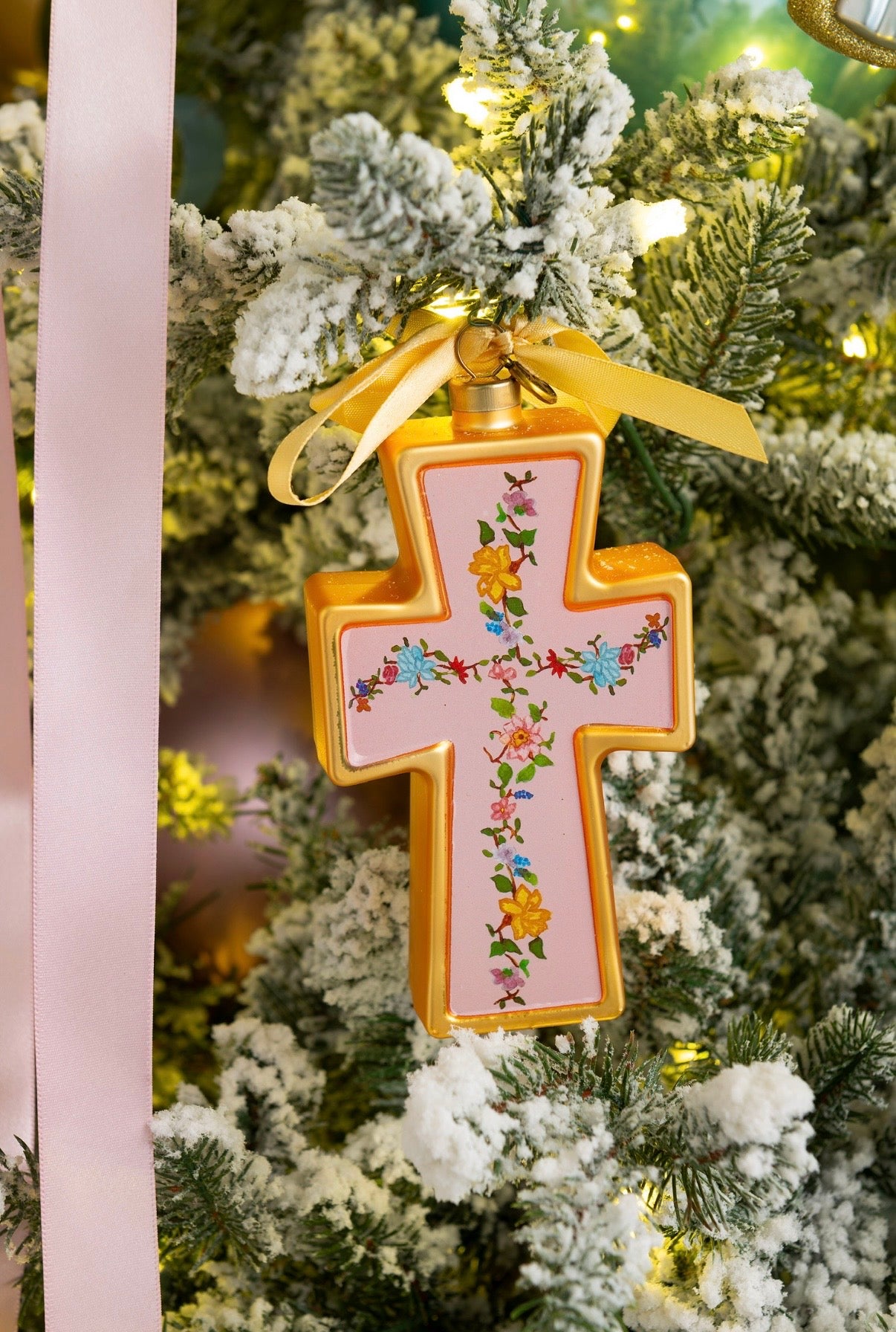 Faithful Christmas x LCA Cross Blown Glass Christmas Ornament