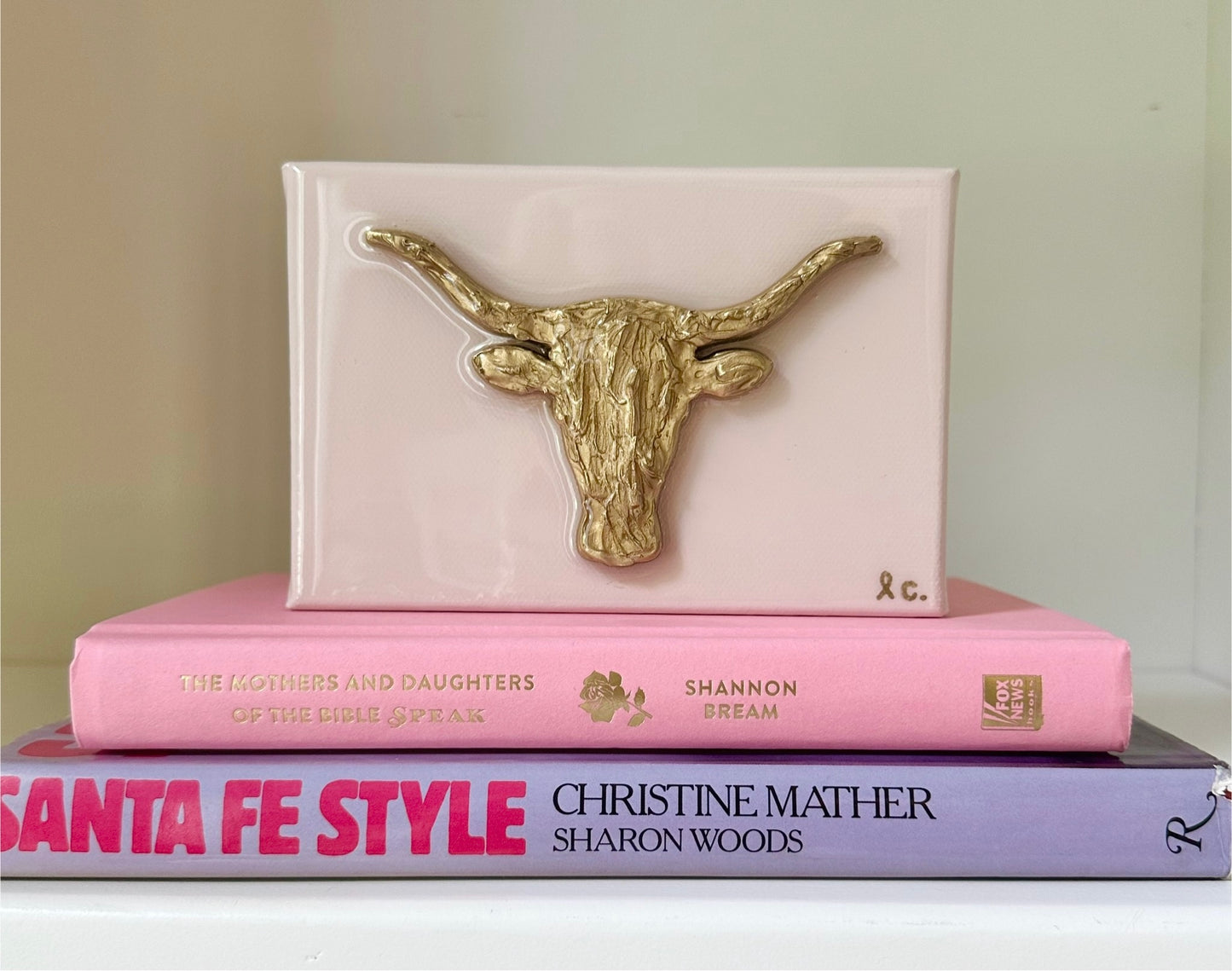 Gameday Texture Longhorn 4x6 (pale pink, framed)