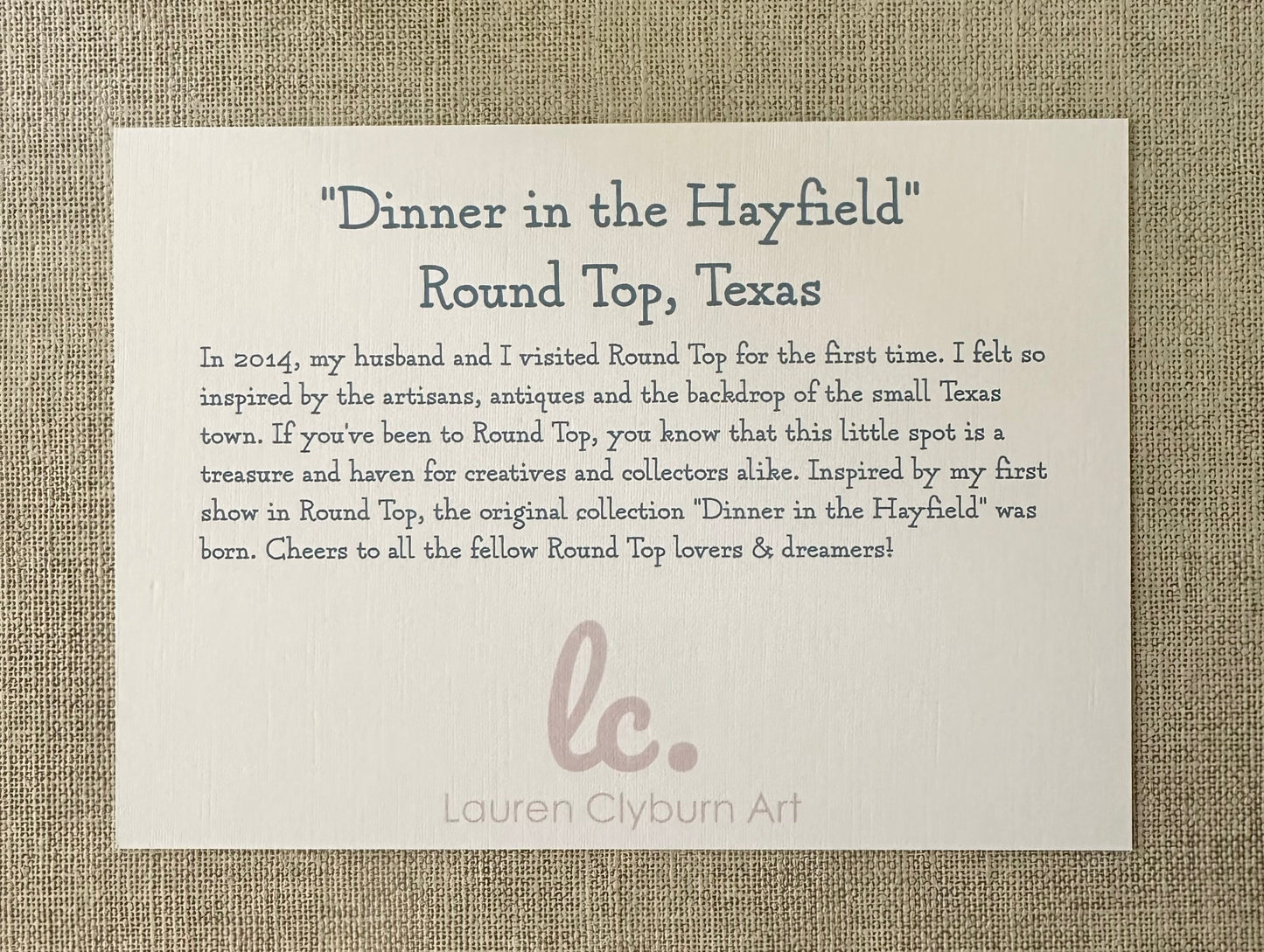 “Dinner in the Hayfield” signed print 5x7