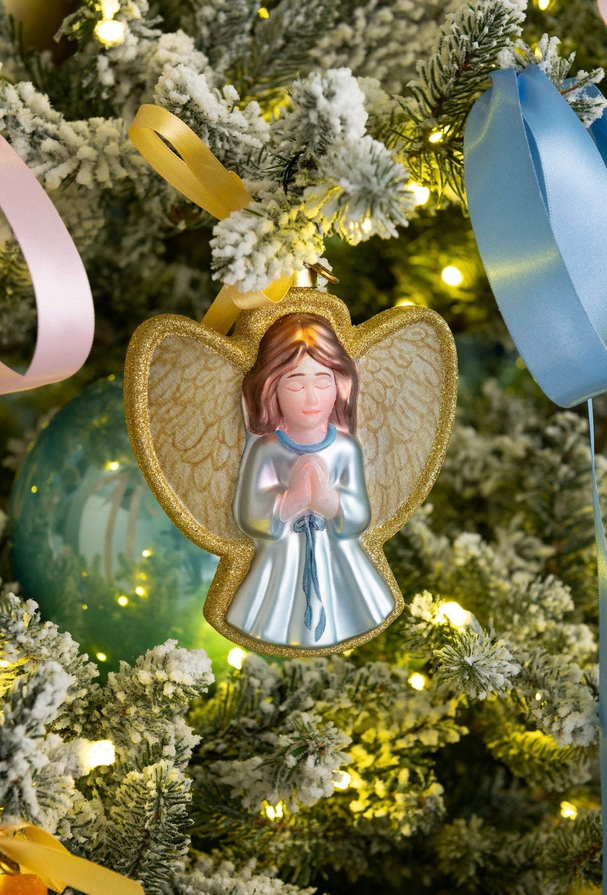 Faithful Christmas x LCA Angel Blown Glass Christmas Ornament