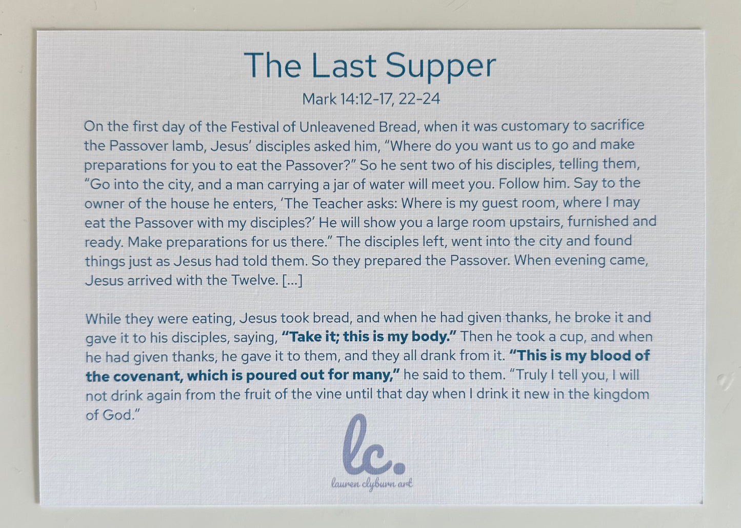 “Last Supper” signed print 5x7