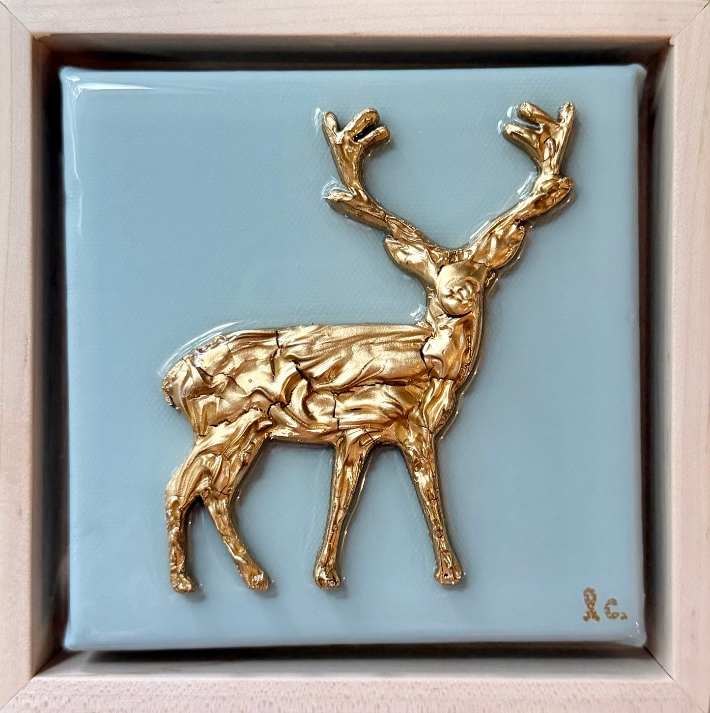 Textured Deer 5x5 (framed)