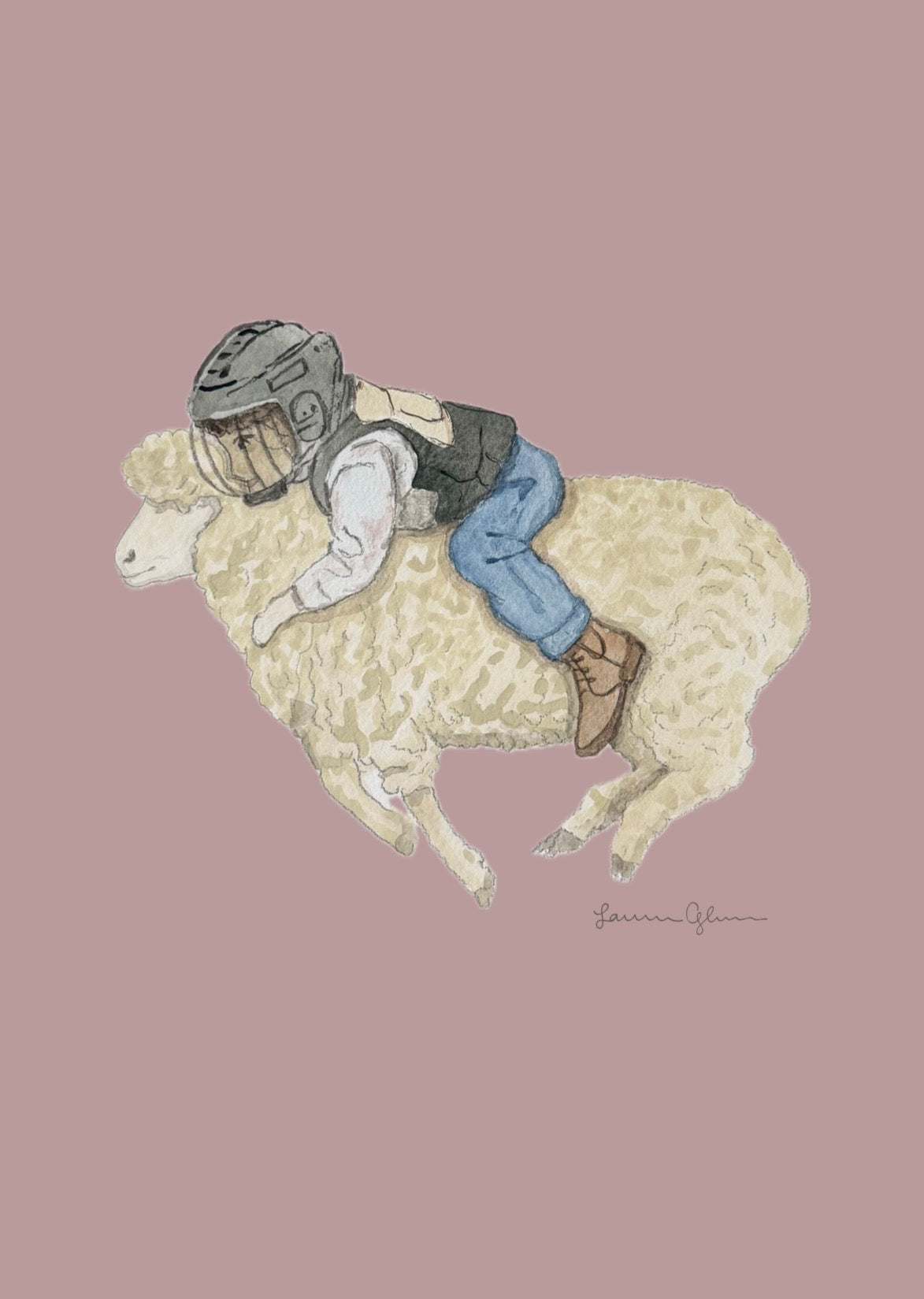 “Mutton Bustin” signed print 5x7