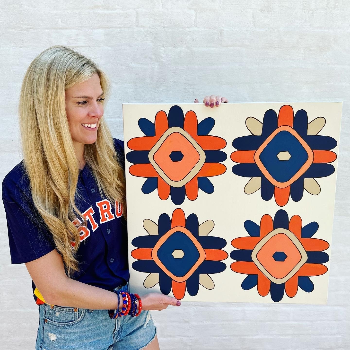 Round Top Wildflowers Scarf (Navy & Orange)