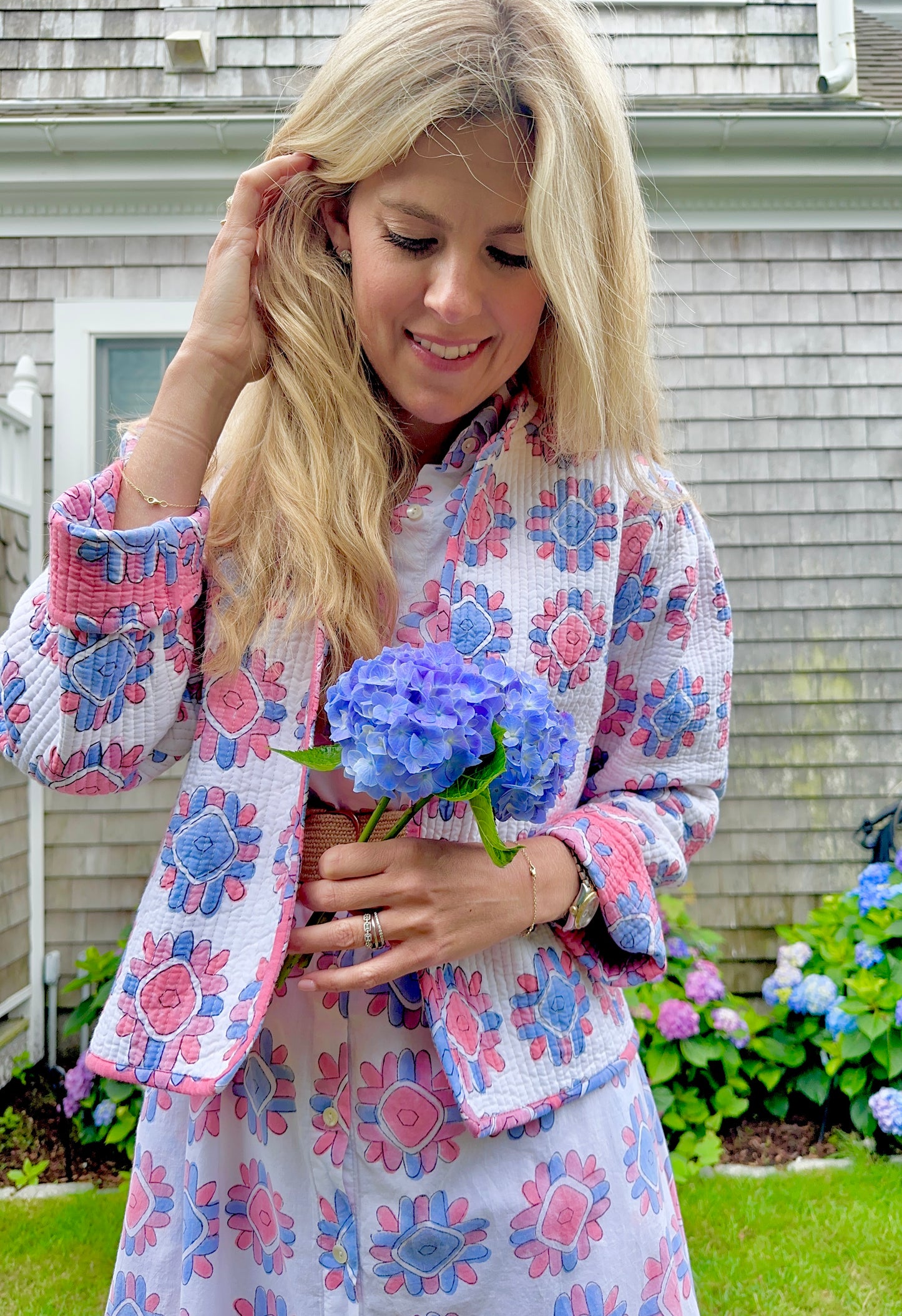 The WILDFLOWER Quilt Jacket (Pink & White)