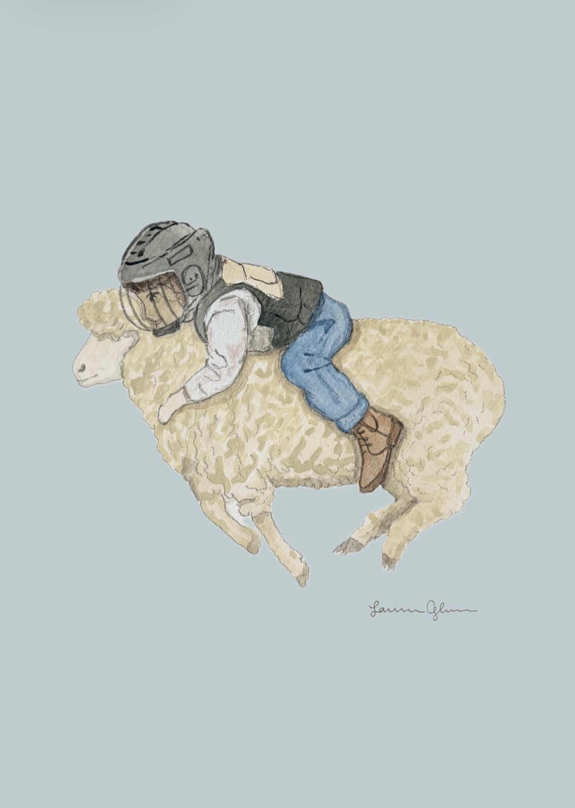 “Mutton Bustin” signed print 5x7
