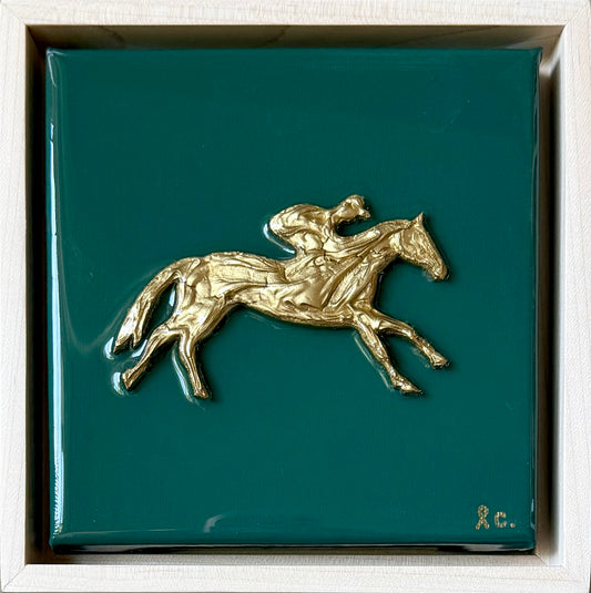 Textured Jockey and Horse 6x6 (framed)