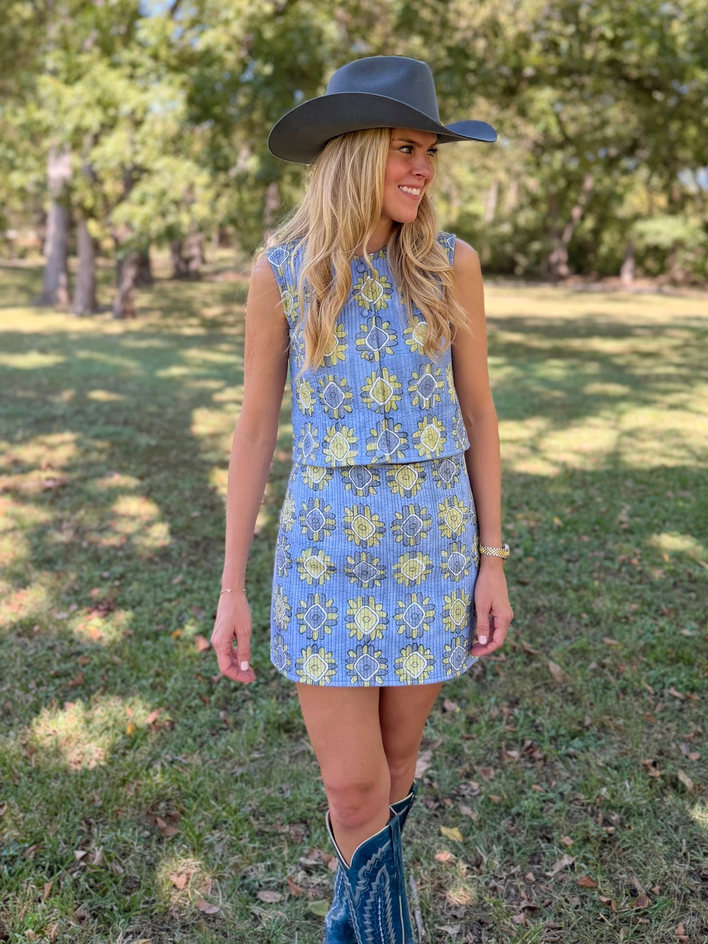 The WILDFLOWER Quilt Skirt (Blue & Green)
