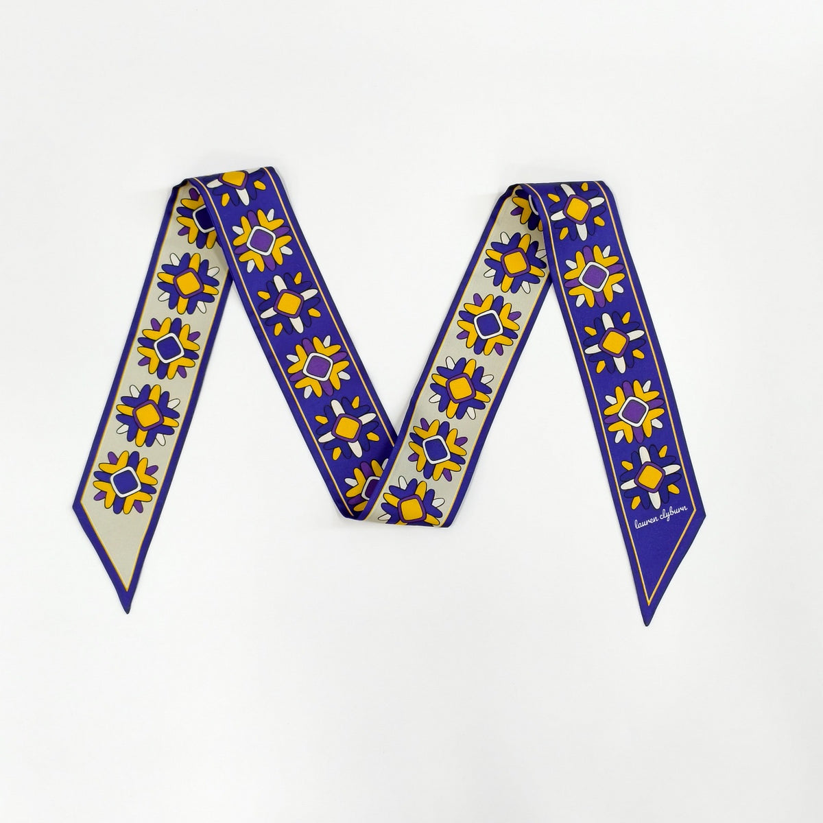 Round Top Wildflowers Twilly Scarf (Purple and Yellow)