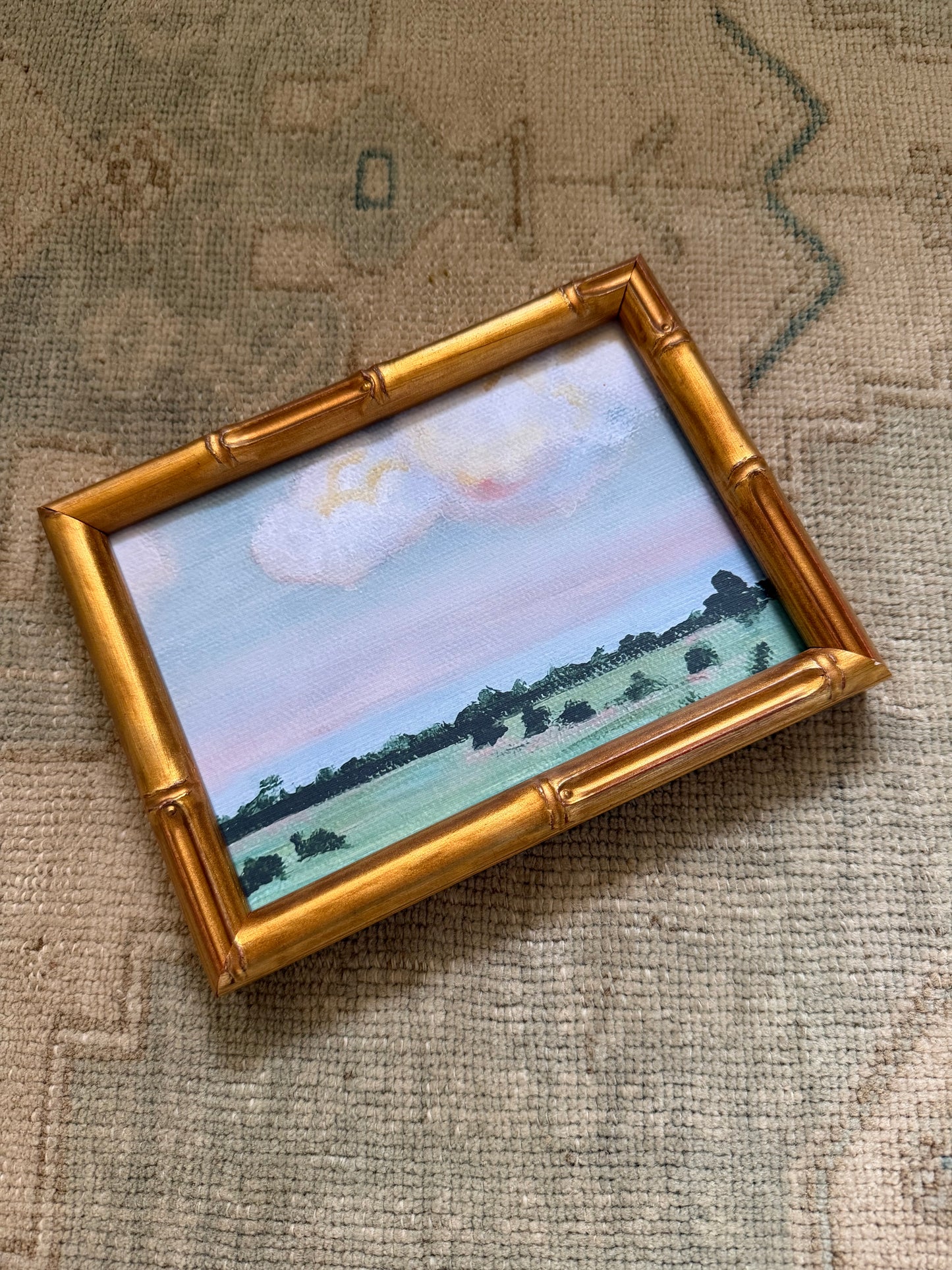 “Dinner in the Hayfield” framed signed print 6x8