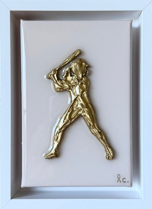 Textured Softball Player 4x6 (framed)