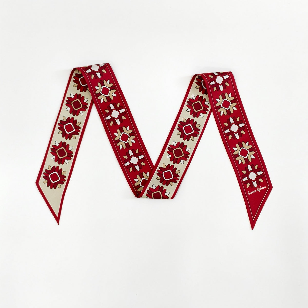 Round Top Wildflowers Twilly Scarf (Red)