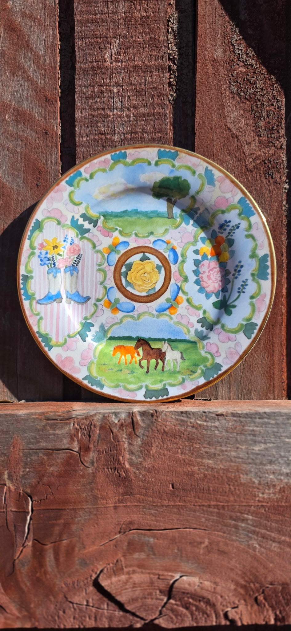 “Dinner in the Hayfield Rose Medallion” Plate