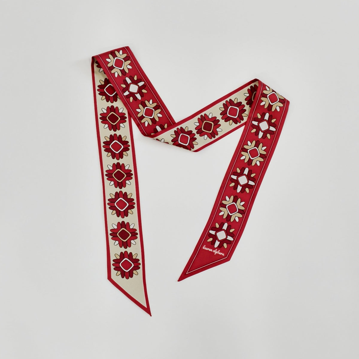 Round Top Wildflowers Twilly Scarf (Red)