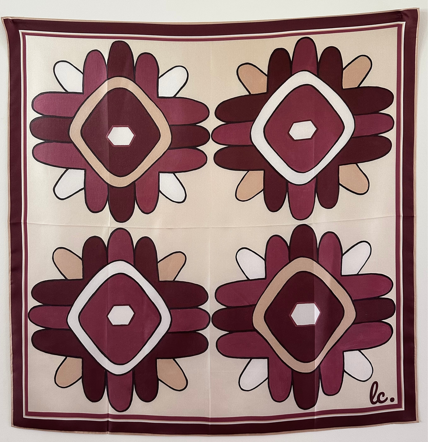 Round Top Wildflowers Scarf (Maroon)