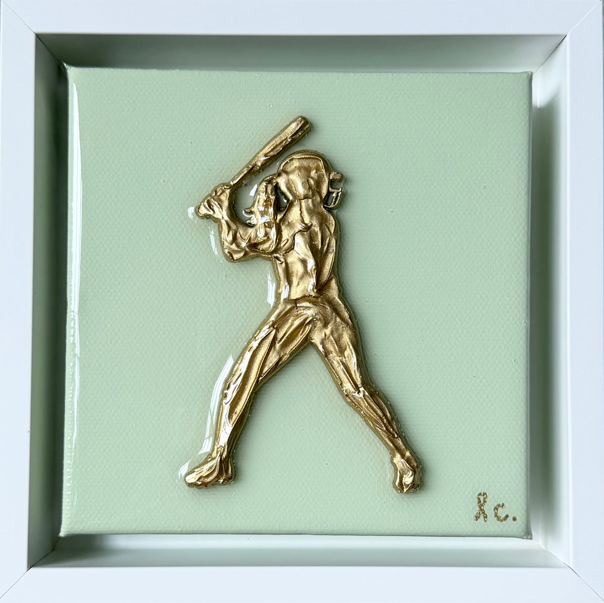 Textured Softball Player 5x5 (framed)