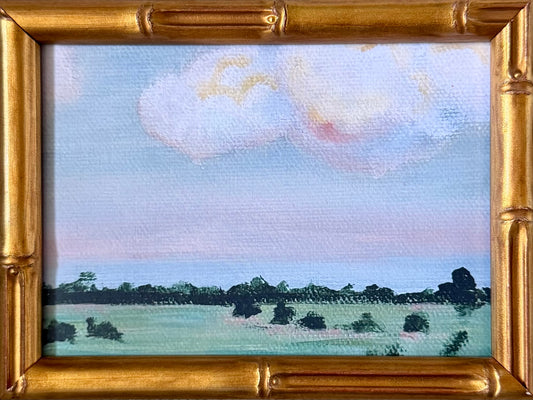 “Dinner in the Hayfield” framed signed print 6x8