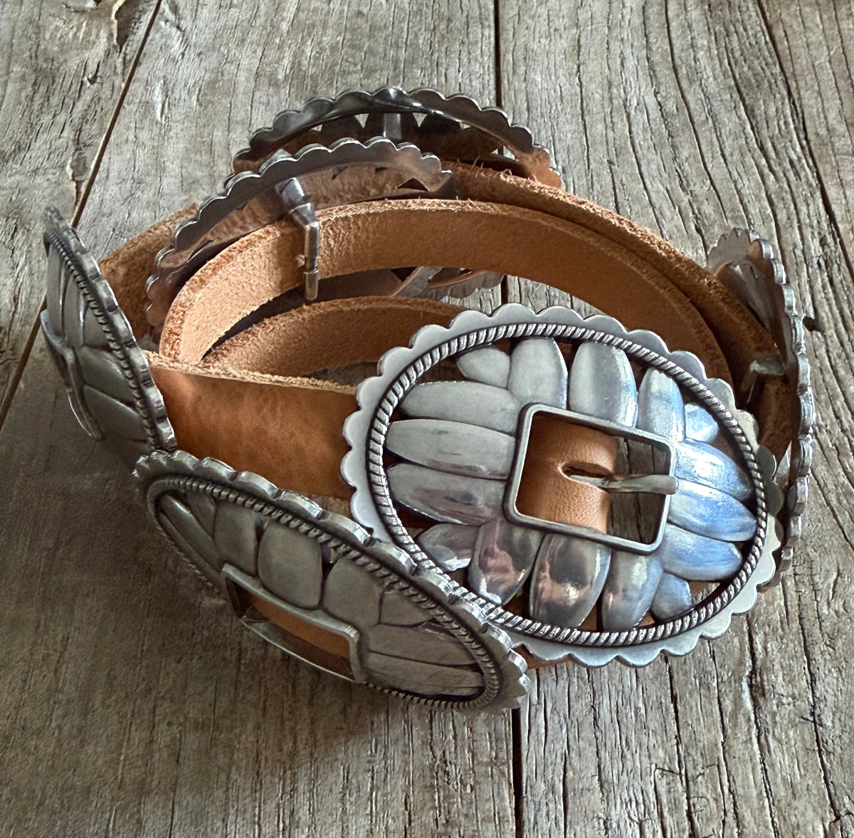The WILDFLOWER Concho Belt (Tan)