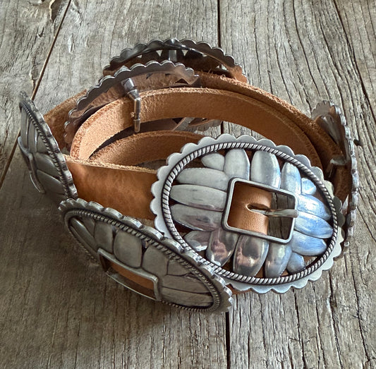 The WILDFLOWER Concho Belt (Tan)