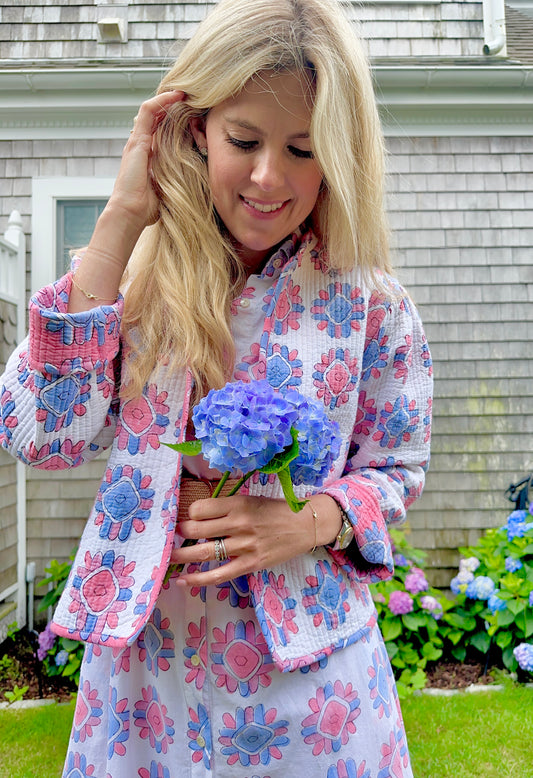 The WILDFLOWER Quilt Jacket (Pink & White)