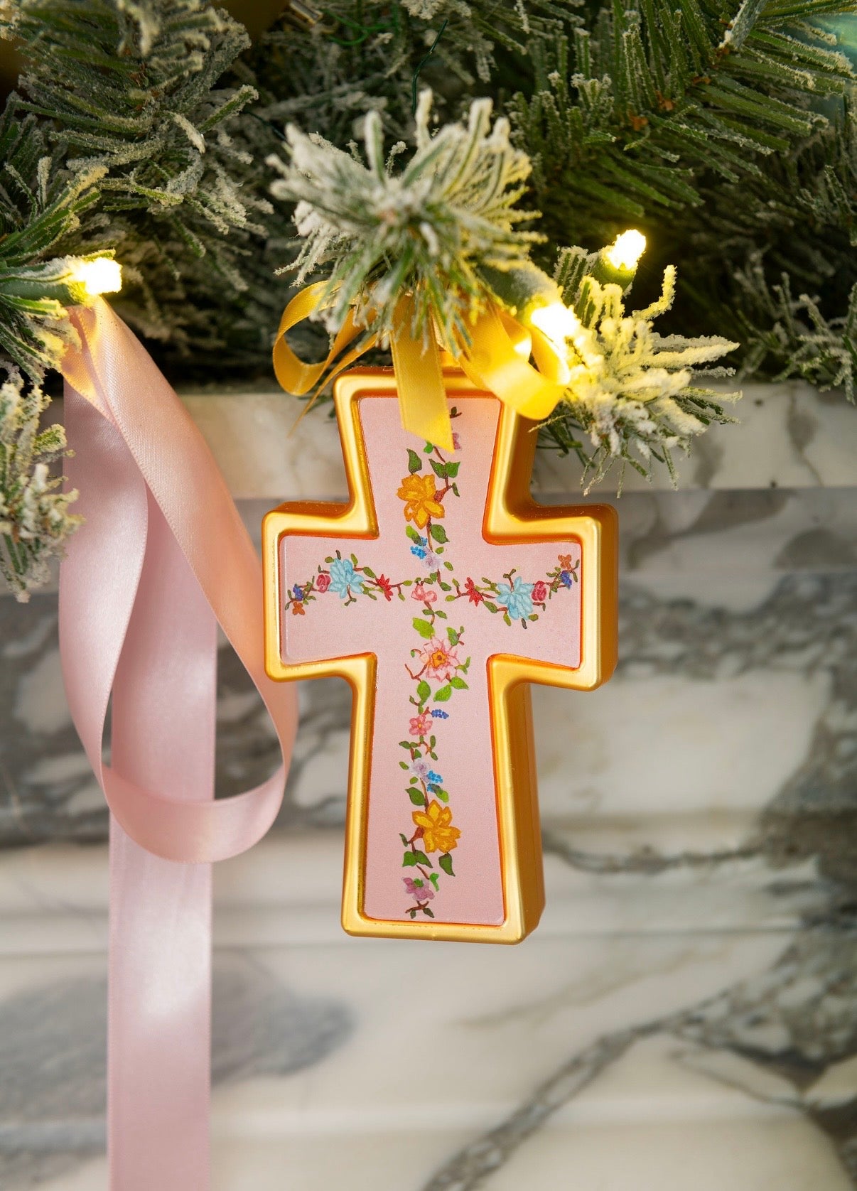 Faithful Christmas x LCA Cross Blown Glass Christmas Ornament