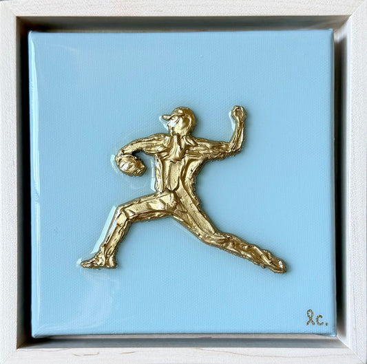 Textured Baseball Player 6x6 (framed)